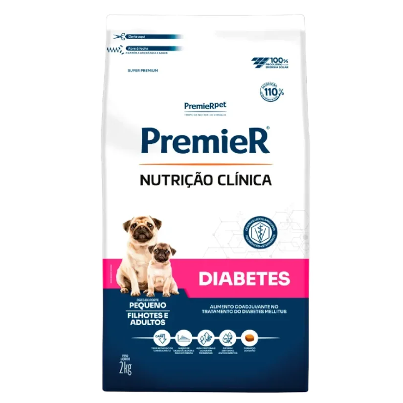 Ração Premier Nutrição Clínica Diabetes Cães Adultos e Filhotes Raças Pequenas 2kg