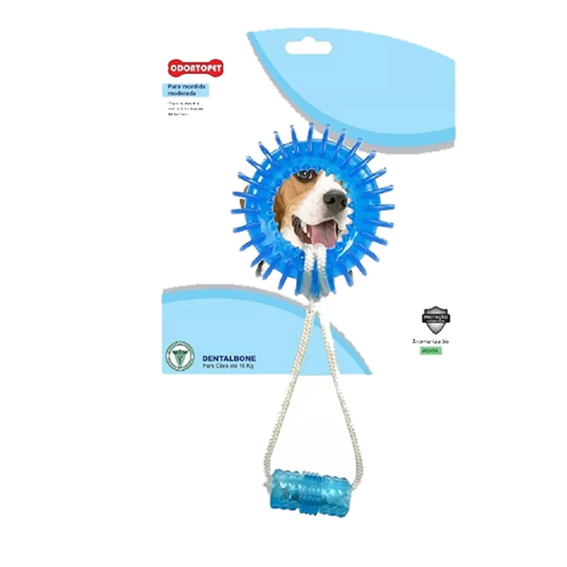 Brinquedo Mordedor Dental Argola Espacial Corda Azul Cães Até 15kg Odontopet