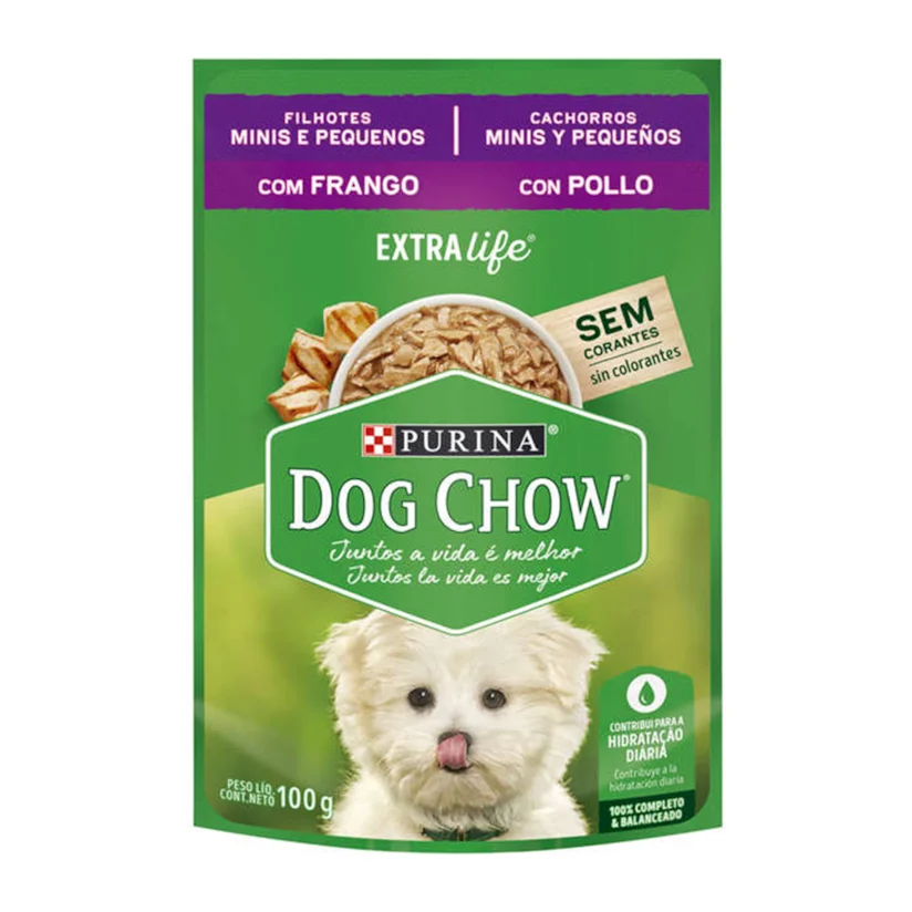 Ração Úmida Nestle Purina Dog Chow Filhotes Raças Pequenas Frango Sache 100g