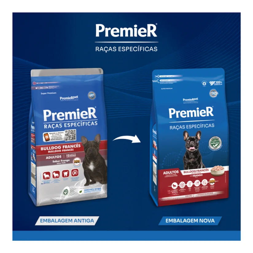 Ração Premier Raças Específicas Bulldog Francês Cães Adultos Frango 1kg