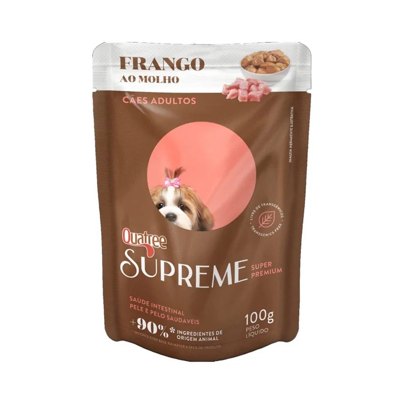 Ração Úmida Quatree para Cães Supreme Adulto Sabor Frango Sachê 100g