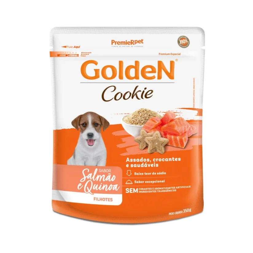 Biscoitos Golden Cookies Cães Filhotes Salmão e Quinoa 350g