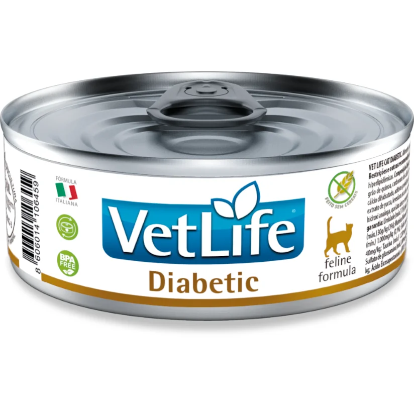 Ração Úmida Vet Life Gatos Adultos Diabetic Lata 85gr