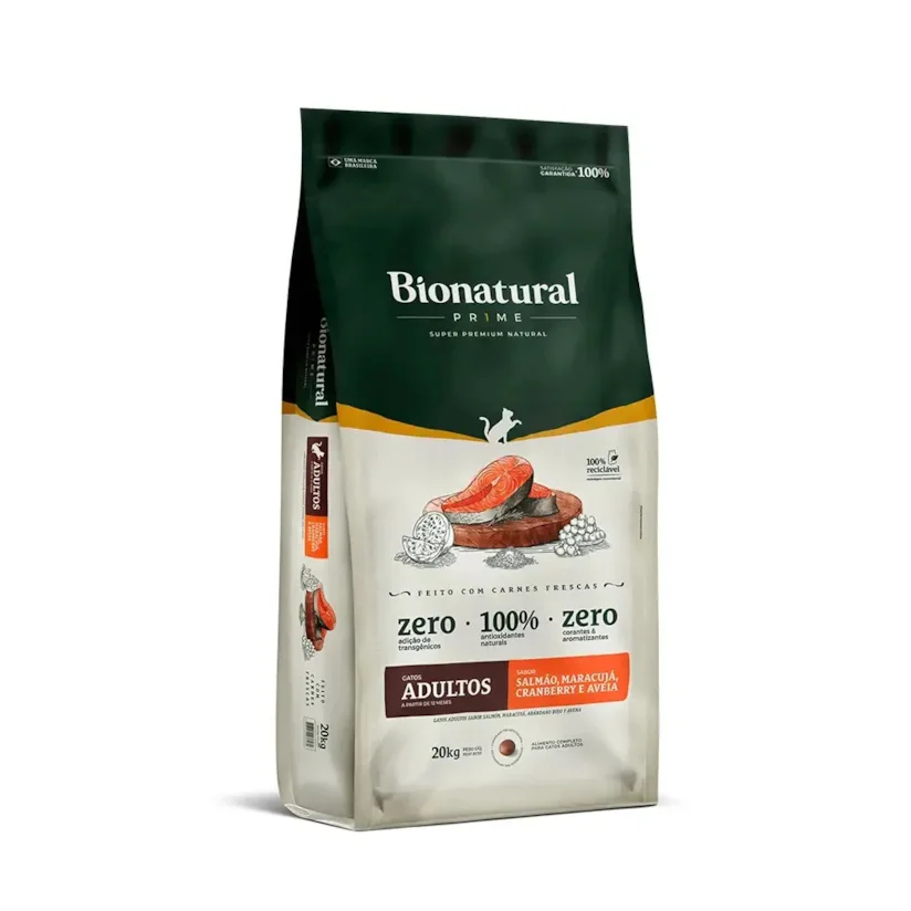 Ração Bionatural Prime Gatos Adultos Salmão 20kg