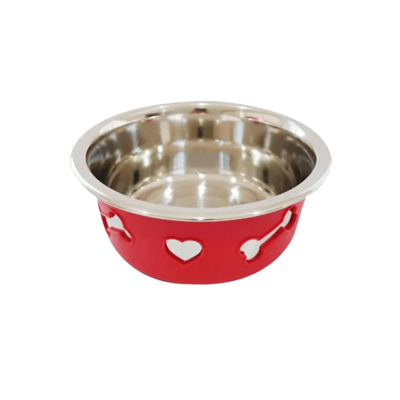 Comedouro Cães The Pets Inox Decorado 3D Vermelho 850ml