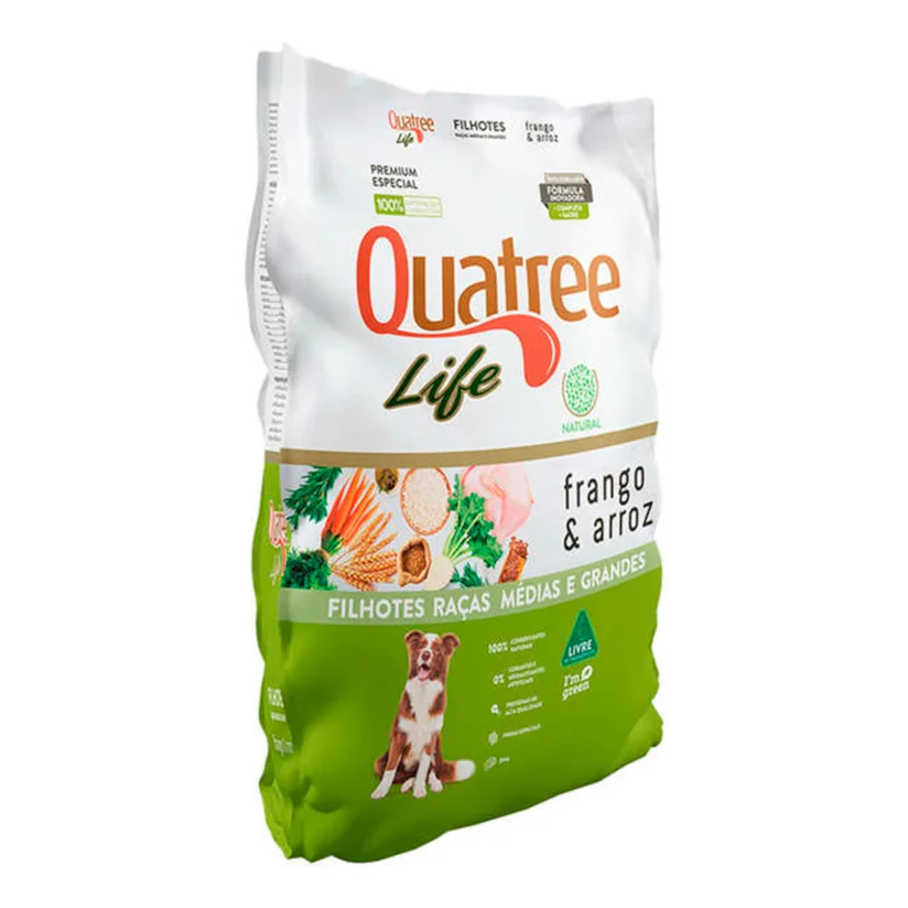 Ração Quatree Life Cães Filhotes Raças Médias e Grandes Frango e Arroz - 3kg