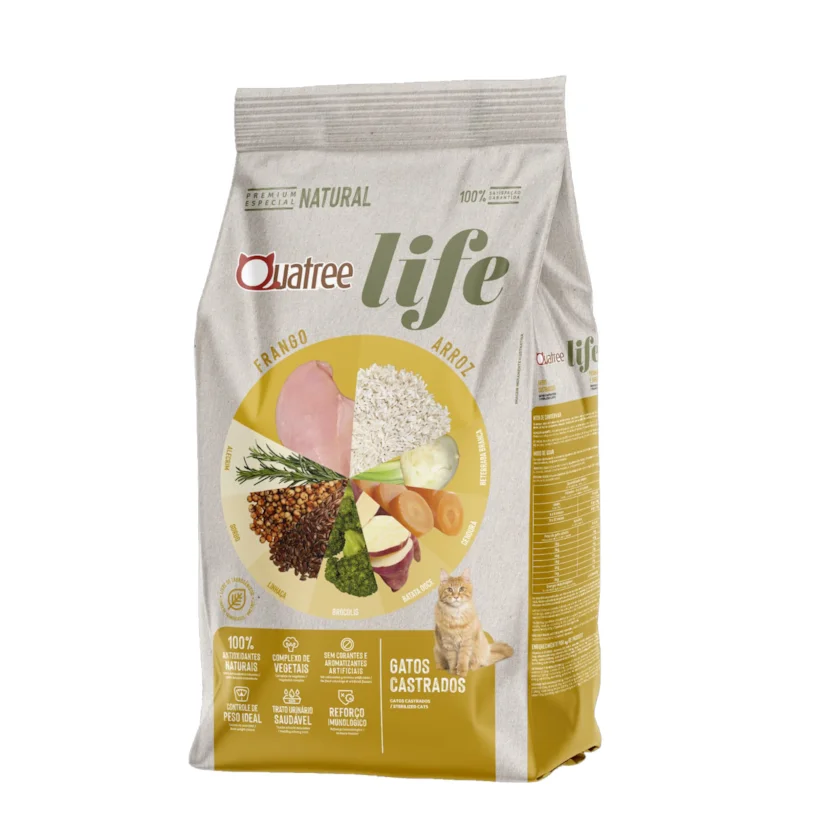 Ração Quatree Life Gatos Castrados Frango e Arroz 10,1kg