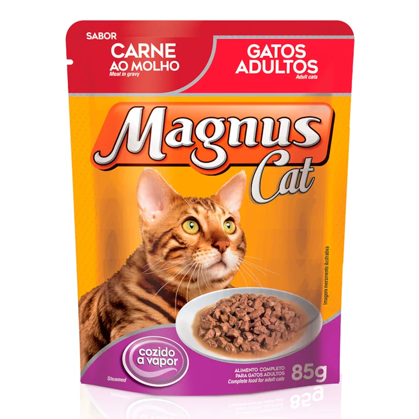 Ração Úmida Magnus Gatos Adultos Carne Sachê 85g