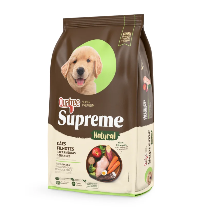 Ração Quatree Supreme Cães Filhotes Raças Médias e Grandes Frango e Batata Doce - 15kg