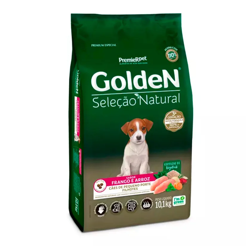 Ração Premier Golden Seleção Natural Mini Bits para Cães Filhotes Frango e Arroz 10,1kg