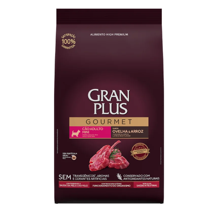 Ração Gran Plus Gourmet Cães Adulto Porte Mini Ovelha e Arroz 15kg