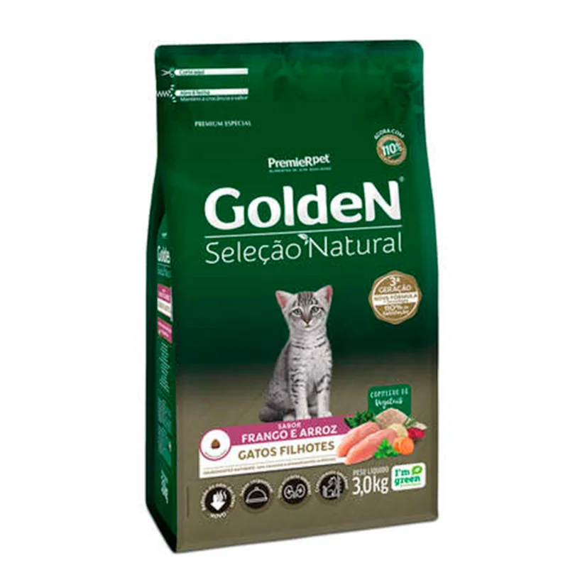 Ração Premier Golden Seleção Natural para Gatos Filhotes Frango e Arroz 3kg