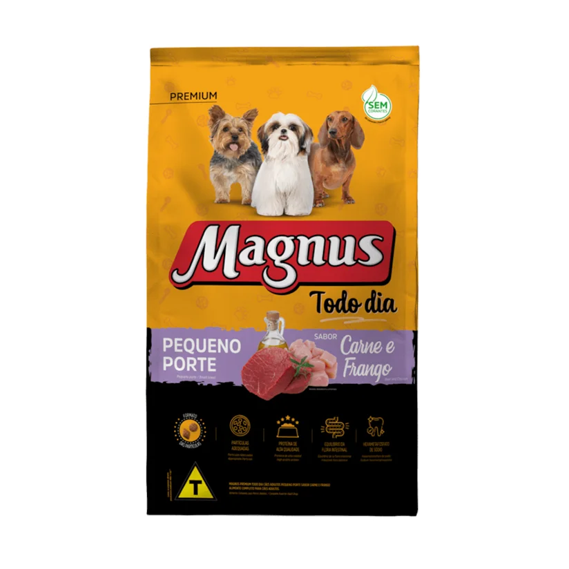 Ração Premium Magnus Todo dia Cães Porte Pequeno Adulto Carne e Frango 10,1kg