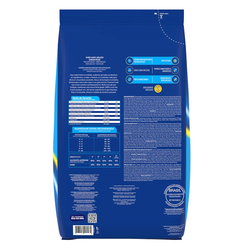 Ração Faro para Gatos Adultos Sabor Peixes 900g