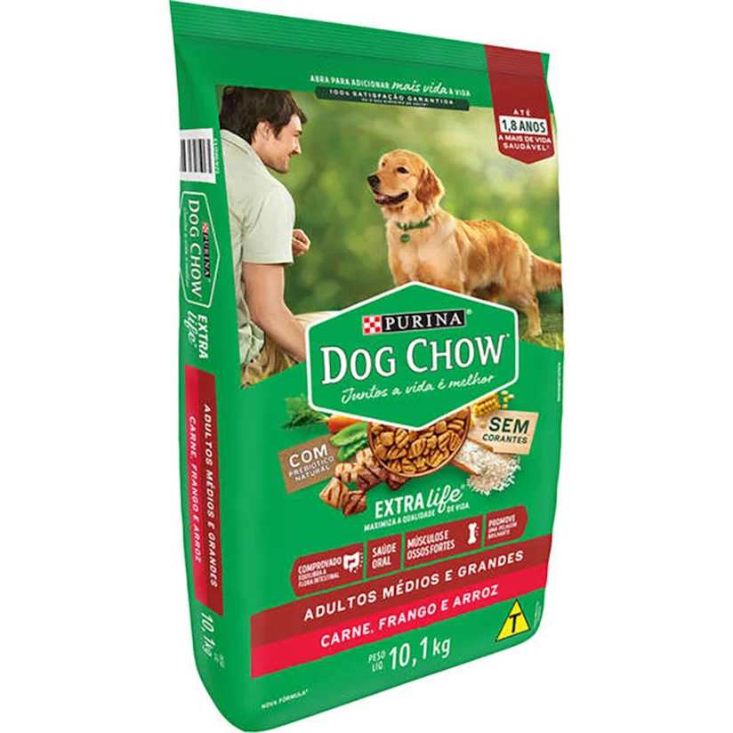 Ração Nestle Purina Dog Chow Adultos Extra Life Raças Médias e Grandes 10,1kg