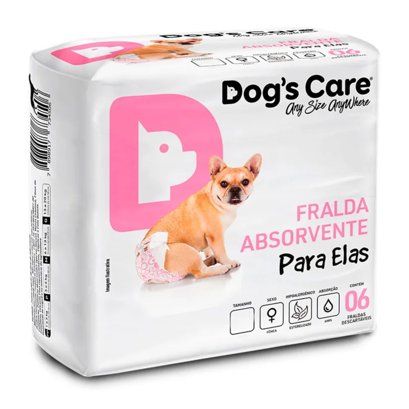 Fralda Higiênica P Para Fêmeas Dogs Care 6 Unidades