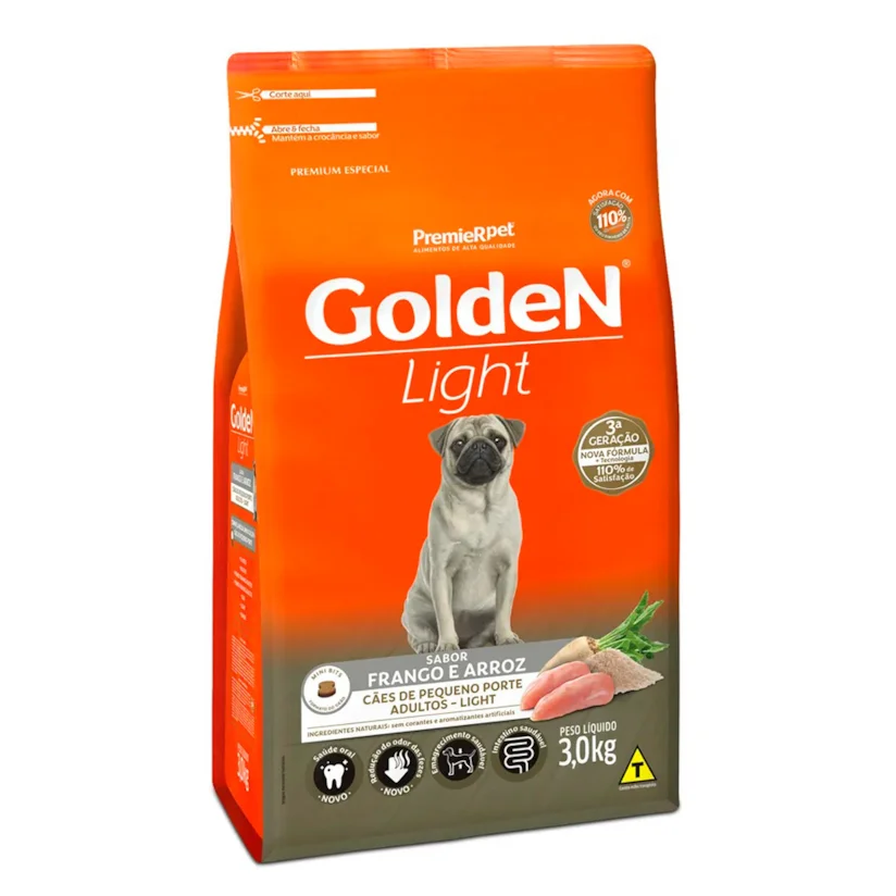 Ração Premier Golden Fórmula Mini Bits Light Cães Adultos Frango e Arroz 3kg