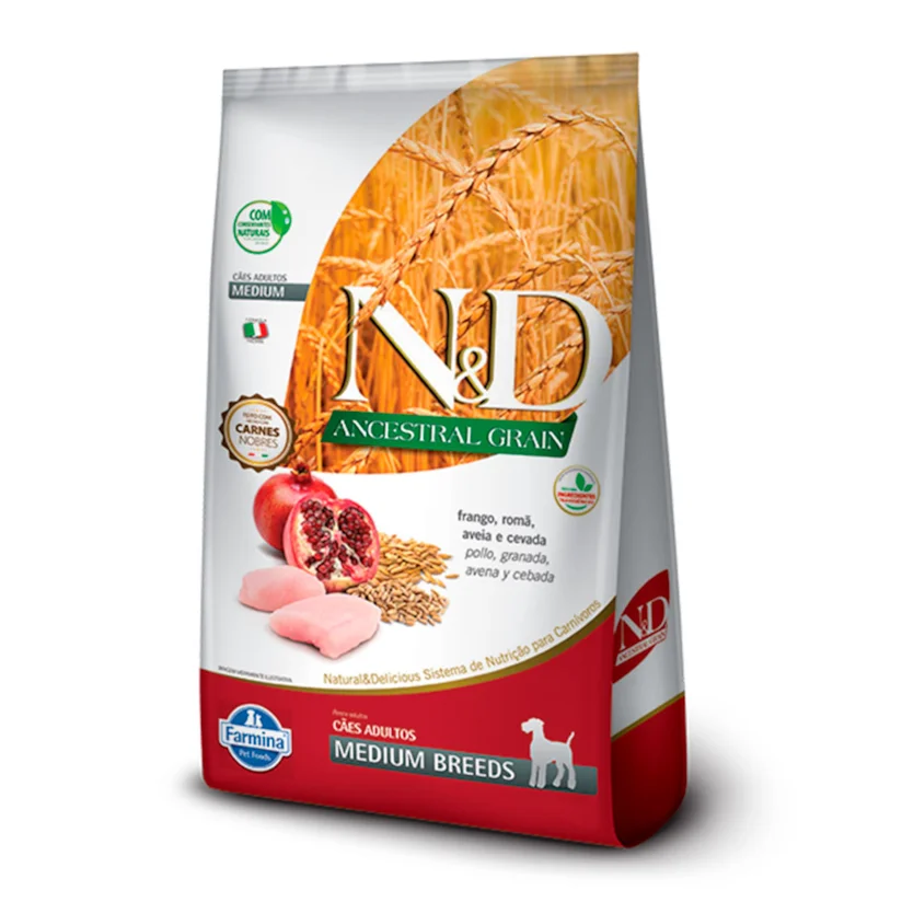 Ração N&D Ancestral Cães Adultos Raças Médias Frango 10,1kg