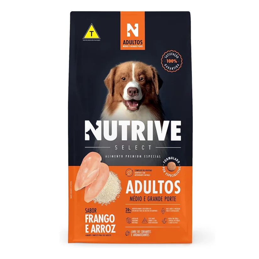 Ração Cães Nutrive Select Adultos Médio e Grande Frango e Arroz 15kg